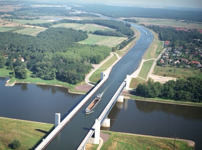 Magdeburg Water Bridge, in Germany, the longest such bridge in the world.